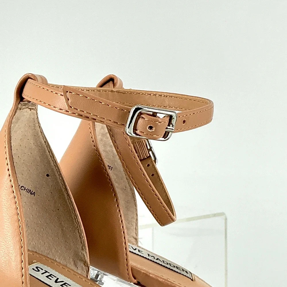 Steve Madden Size 10 Tan Clear Lucite Platform Block Heel Sandals NEW Ana $149